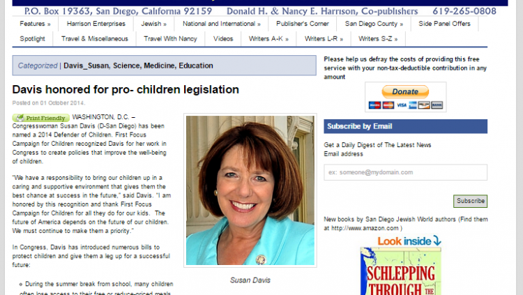 Davis honored for pro- children legislation