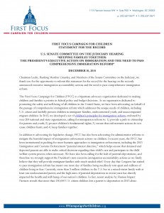 Keeping Families Together: The President's Executive Action on Immigration and the Need to Pass Comprehensive Immigration Reform