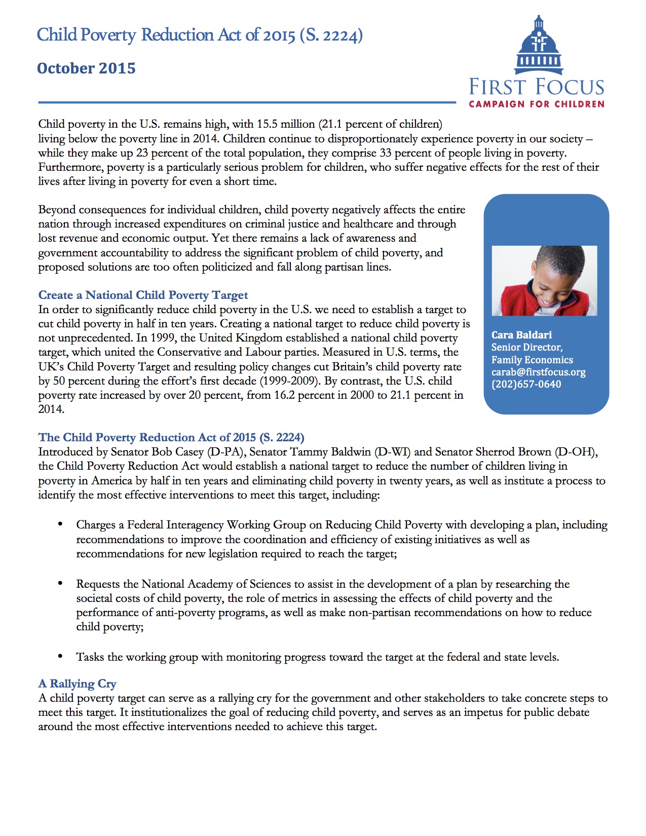 Child Poverty Reduction Act Fact Sheet - Senate version