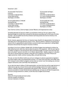 Children's Budget Coalition - 302b Letter to the Appropriators (November 2015)